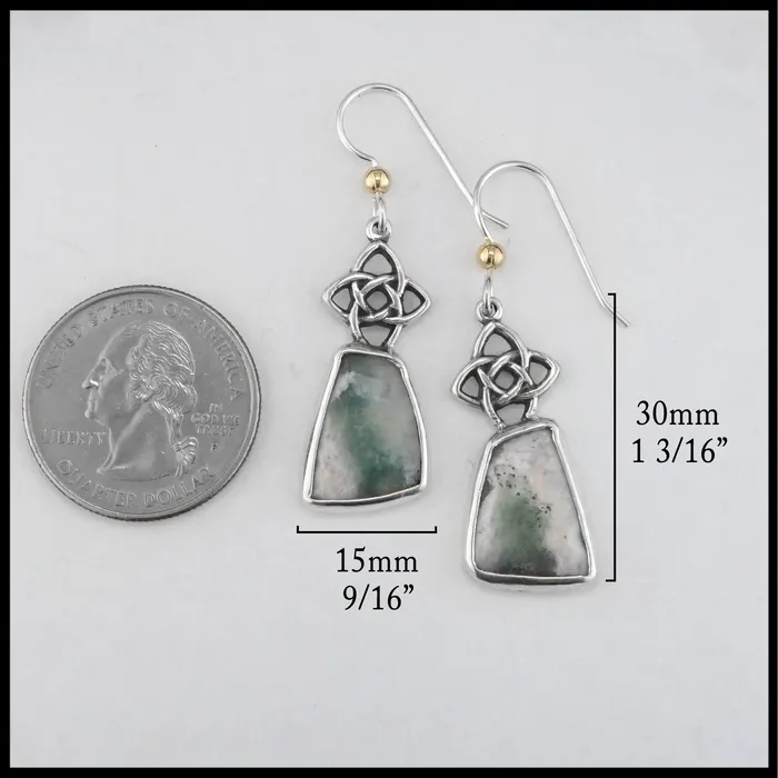 Earrings Walker Metalsmiths Starlight Knot Earrings with Moss Agate