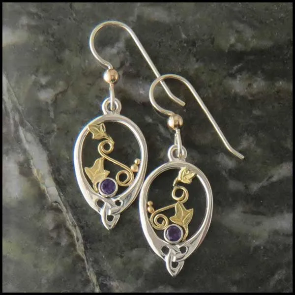 Earrings Walker Metalsmiths Trinity Knot Drop Earrings with Ivy Leaves or Thistle in Gold and Silver Earrings Walker Metalsmiths Trinity Knot Drop Earrings with Ivy Leaves or Thistle in Gold and Silver