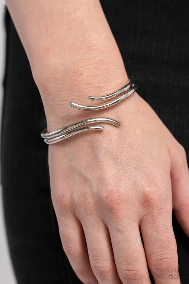 Elven Elegance Silver Bar Hinged Bracelet Paparazzi Paparazzi Accessories Bracelets