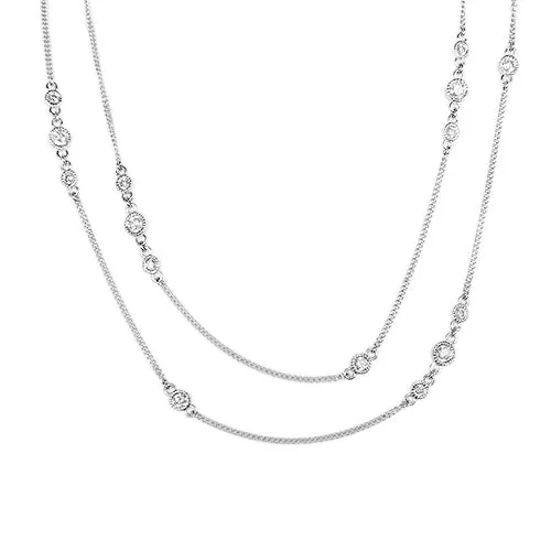FLOATING DIAMOND OPERA NECKLACE IN WHITE GOLD Penwarden Fine Jewellery Necklaces