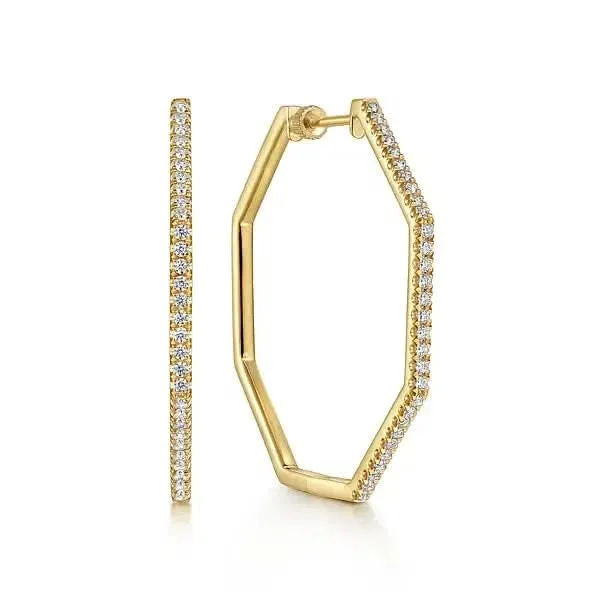 Gabriel Co Earrings Gabriel Co Geometric Diamond Hoop Earrings