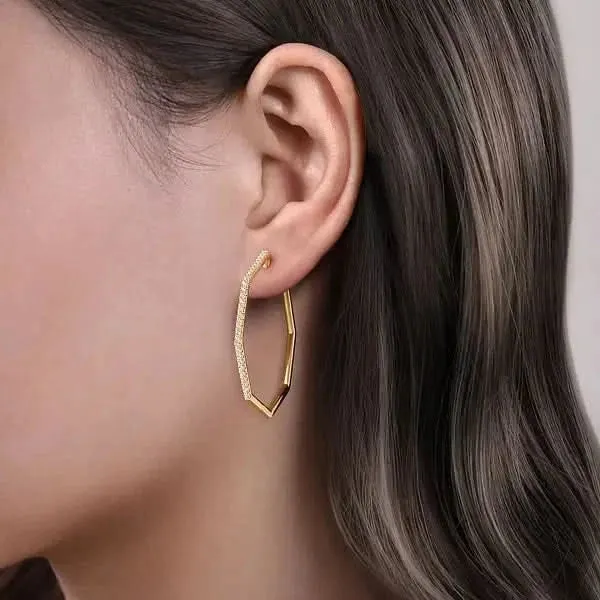 Gabriel Co Earrings Gabriel Co Geometric Diamond Hoop Earrings