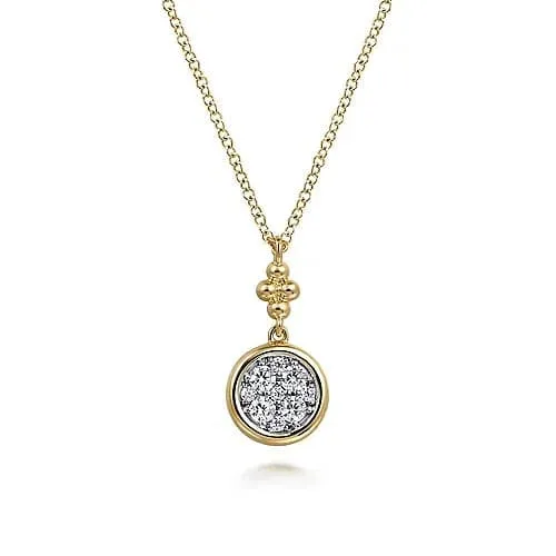 Gabriel Co Necklaces Gabriel Co White and Yellow Gold Diamond Cluster Bujukan Drop Pendant Necklace Gabriel Co Necklaces Gabriel Co White and Yellow Gold Diamond Cluster Bujukan Drop Pendant Necklace
