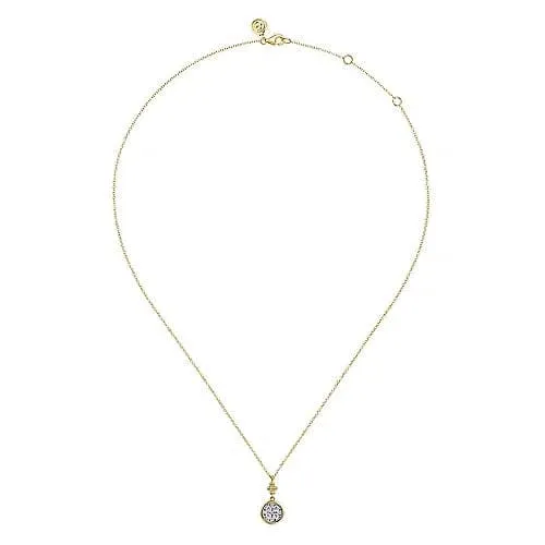 Gabriel Co Necklaces Gabriel Co White and Yellow Gold Diamond Cluster Bujukan Drop Pendant Necklace