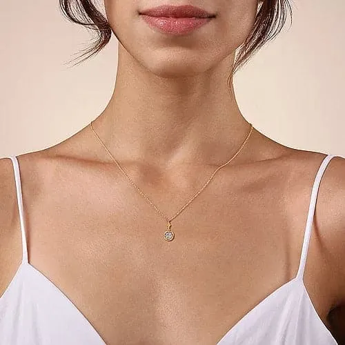 Gabriel Co Necklaces Gabriel Co White and Yellow Gold Diamond Cluster Bujukan Drop Pendant Necklace