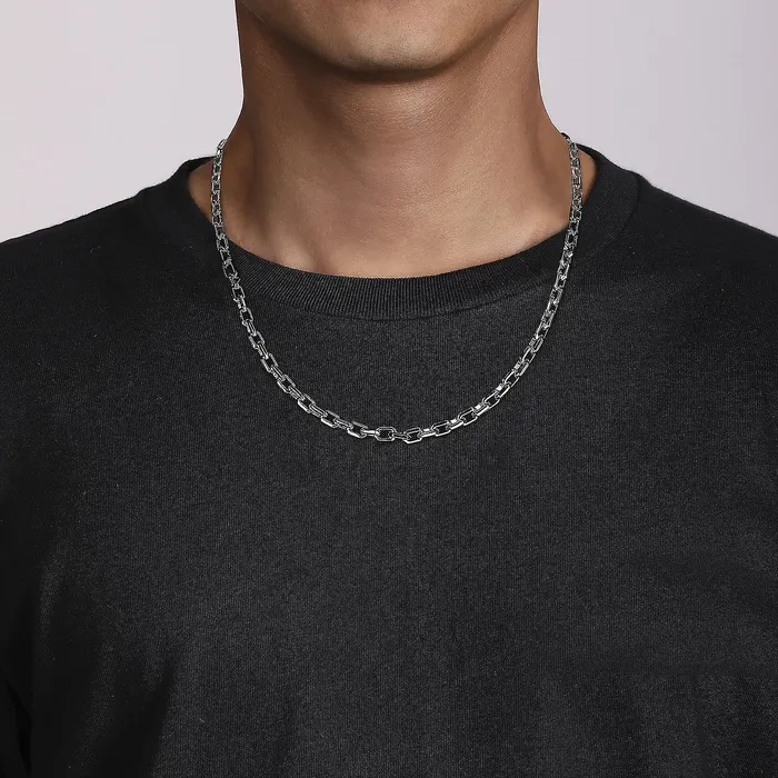 Gabriel Co Rings GabrielCo Sterling Silver Mens Faceted Chain