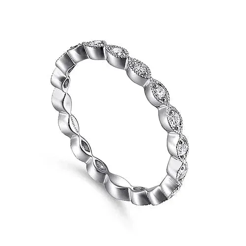 Gabriel Co Rings Gabriel Co White Gold Marquise Station Diamond Stackable Ring