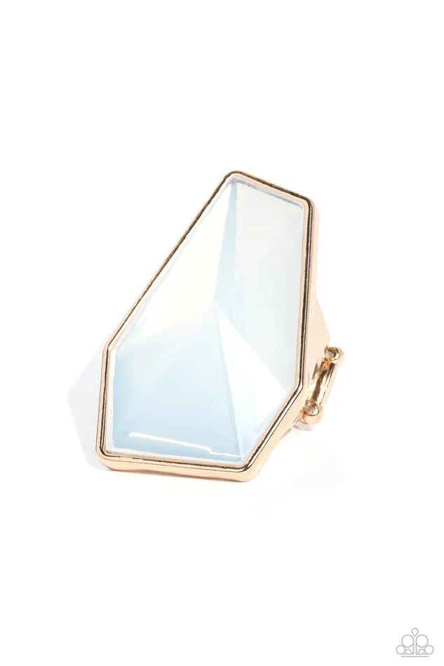 Geotic Glaze Gold Frame White Opalescent Bead Ring Paparazzi Paparazzi Accessories Rings