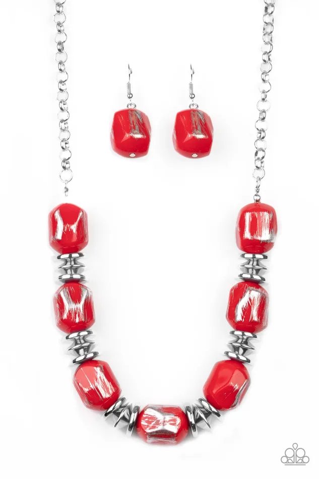 Girl Grit Red Scratched Metallic Large Bead Necklace Paparazzi Paparazzi Accessories Necklaces Girl Grit Red Scratched Metallic Large Bead Necklace Paparazzi Paparazzi Accessories Necklaces