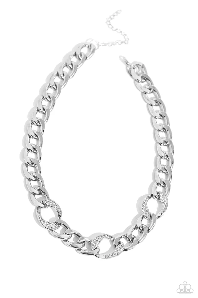 Gleaming Harmony White Rhinestone Chunky Silver Chain Short Necklace Paparazzi Paparazzi Accessories Necklaces Gleaming Harmony White Rhinestone Chunky Silver Chain Short Necklace Paparazzi Paparazzi Accessories Necklaces