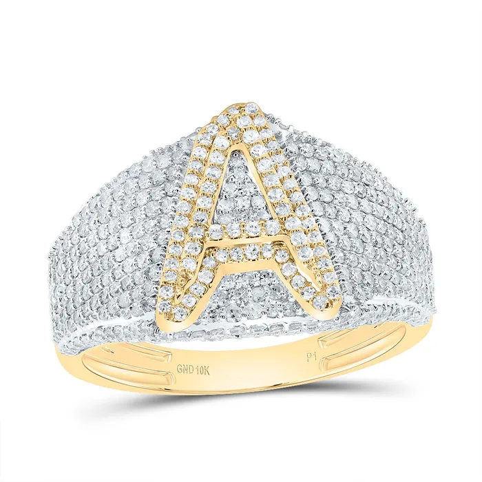 GND 1 38CtwDia P1 Initial A Mens Ring 418 grams Rings