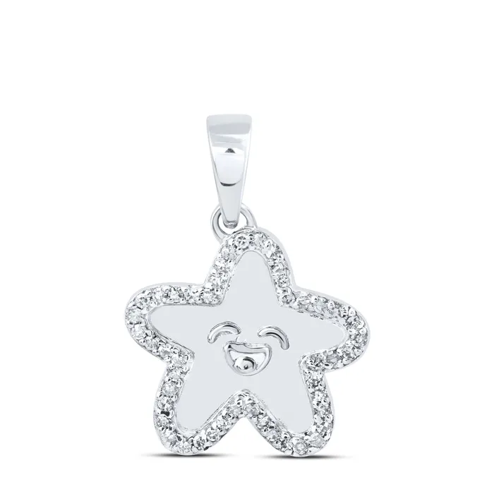 GND 10Kt Gold 110CtwDia Nk Gift Star Fish Pendant Necklaces