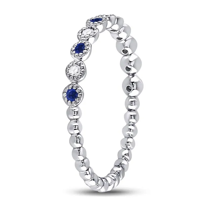 GND 10Kt White Gold 112Ctw Diamond 110CtSapphire Gemstone Stackable Band 257 grams Rings