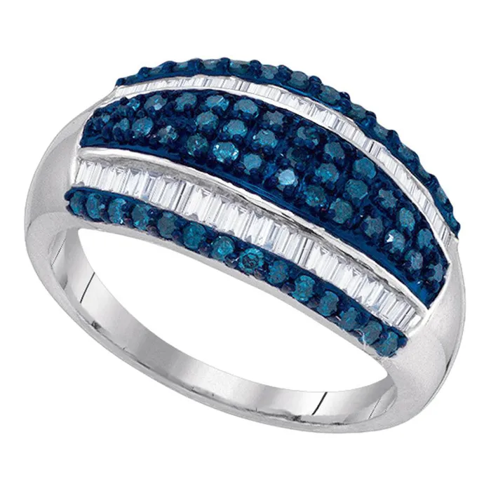 GND 10Kt White Gold 78CtwDia Blue Ring 298 grams Rings