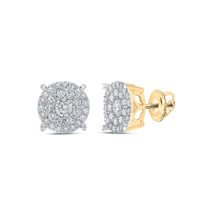GND 10Kt Yellow Gold Womens Round Diamond Fashion Cluster Earrings 100 Cttw 231 grams Earrings