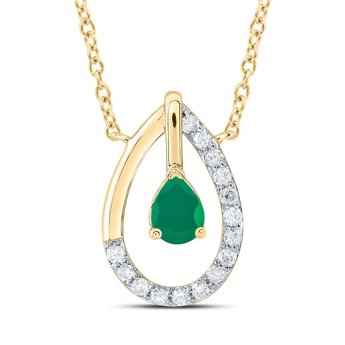 GND 14Kt Gold 112CtwDia Cn 4X3Mm PsEm Nat Gem Fashion Necklace 18 Inch Necklaces GND 14Kt Gold 112CtwDia Cn 4X3Mm PsEm Nat Gem Fashion Necklace 18 Inch Necklaces