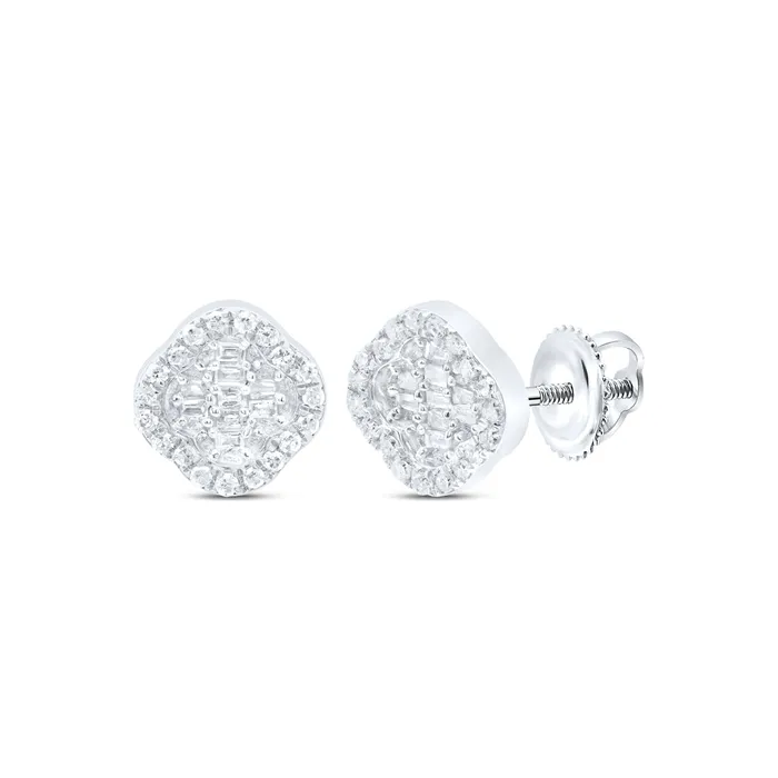 GND Earrings 10Kt Gold 13CtwDia P1 Gift Clover Baguette Earring