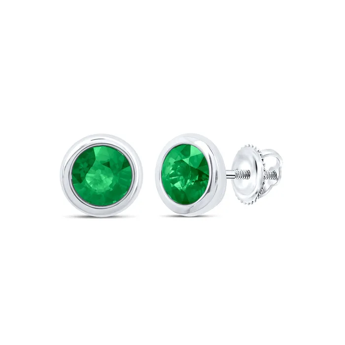 GND Earrings 10Kt Gold 5 MmDia EmRd Nat Gem Round Stud Earring