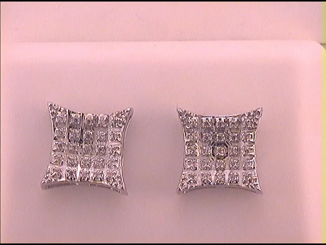 GND Earrings 10Kt White Gold 16CtDia MicroPave Square Earring 143 grams