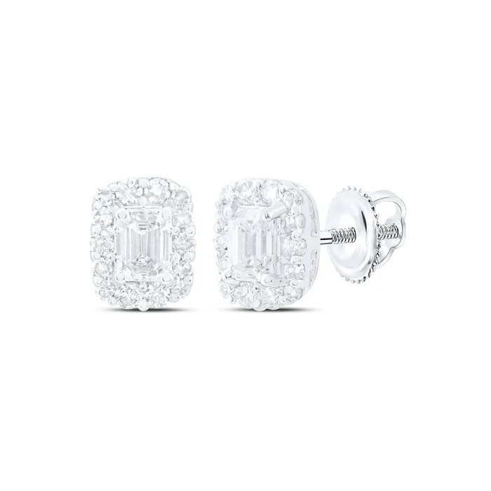 GND Earrings 14Kt White Gold 12CtwDia Nke Fashion Emerald Earring 07 grams GND Earrings 14Kt White Gold 12CtwDia Nke Fashion Emerald Earring 07 grams