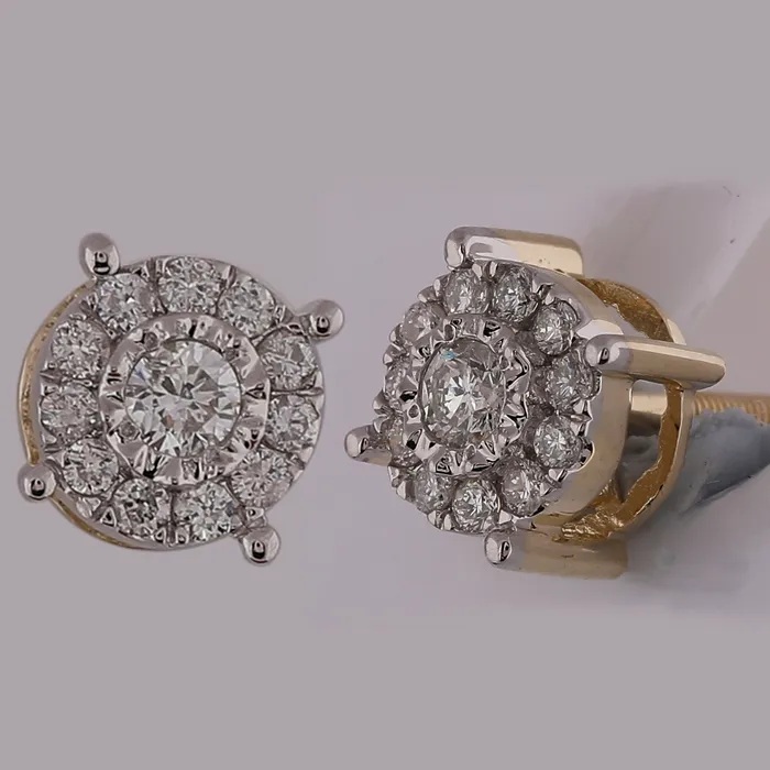 GND Earrings Gold Halo Earrings 15 Cttw Round Natural Diamond Womens 114 grams GND Earrings Gold Halo Earrings 15 Cttw Round Natural Diamond Womens 114 grams
