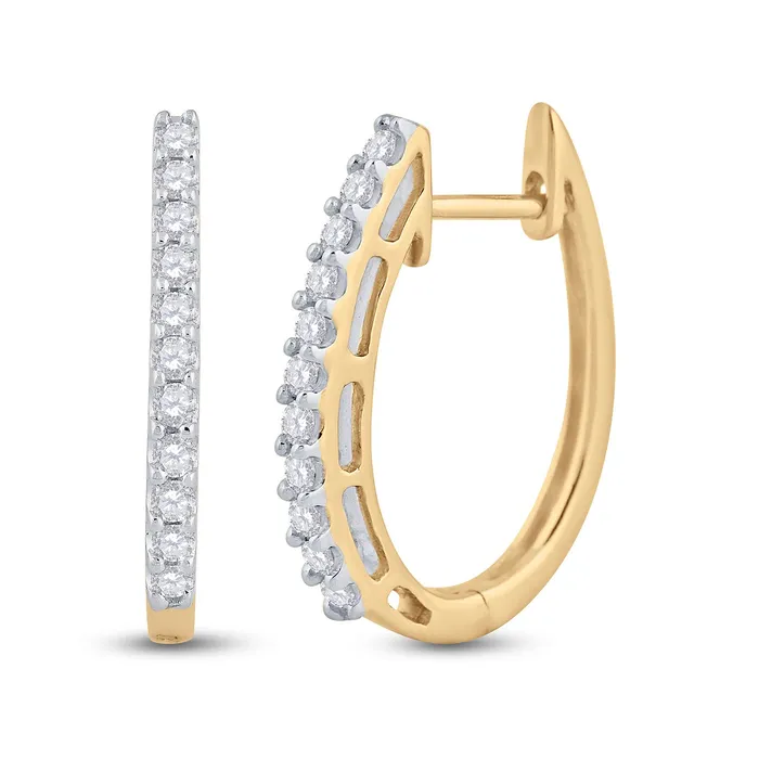 GND Earrings Gold Hoop Earrings 14 Cttw Round Natural Diamond Womens 176 grams GND Earrings Gold Hoop Earrings 14 Cttw Round Natural Diamond Womens 176 grams