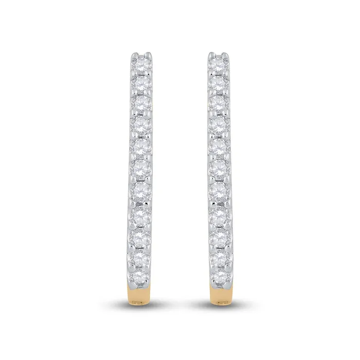 GND Earrings Gold Hoop Earrings 14 Cttw Round Natural Diamond Womens 176 grams GND Earrings Gold Hoop Earrings 14 Cttw Round Natural Diamond Womens 176 grams