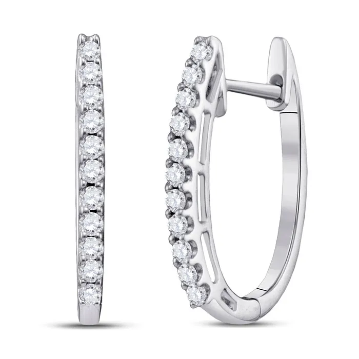 GND Earrings Gold Hoop Earrings 14 Cttw Round Natural Diamond Womens 176 grams GND Earrings Gold Hoop Earrings 14 Cttw Round Natural Diamond Womens 176 grams