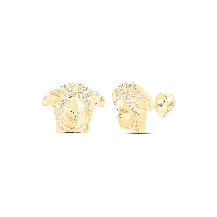 GND Earrings Gold Medusa Stud Earrings 110 Cttw Round Natural Diamond Mens 23 grams GND Earrings Gold Medusa Stud Earrings 110 Cttw Round Natural Diamond Mens 23 grams