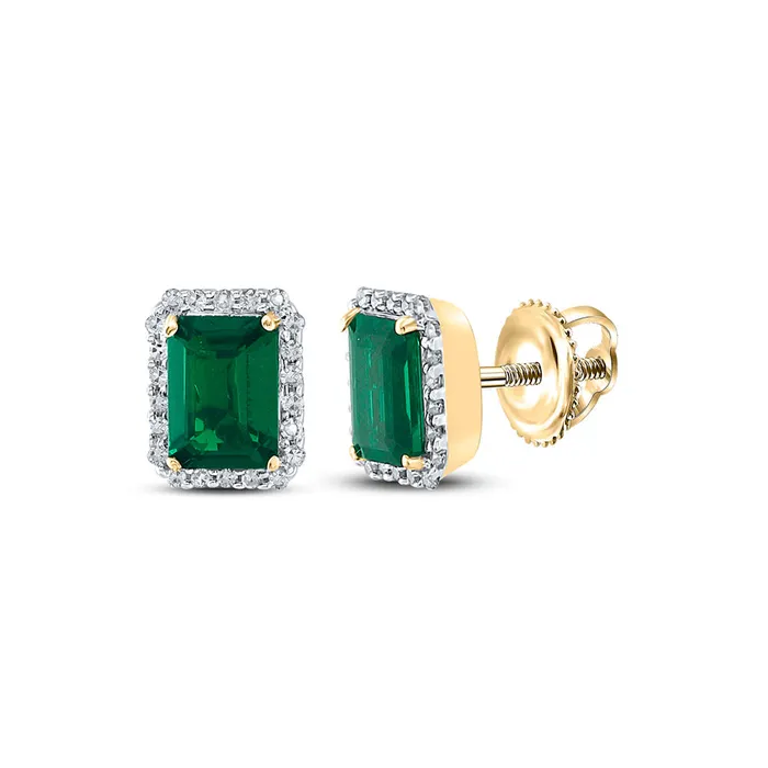 GND Earrings Gold Stud Earrings 2 Cttw Emerald LabCreated Emerald Womens 213 grams GND Earrings Gold Stud Earrings 2 Cttw Emerald LabCreated Emerald Womens 213 grams