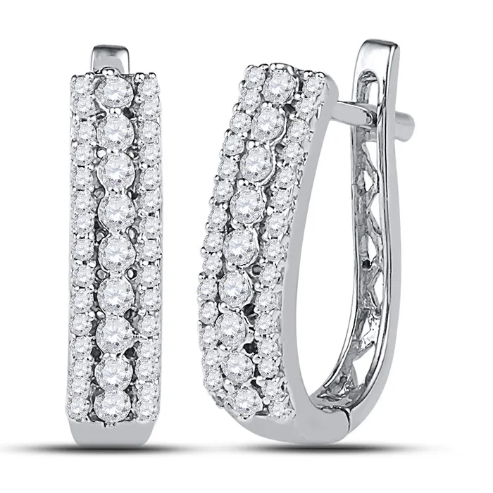 GND Earrings Gold Triple Row Hoop Earrings 38 Cttw Round Natural Diamond Womens 263 grams GND Earrings Gold Triple Row Hoop Earrings 38 Cttw Round Natural Diamond Womens 263 grams