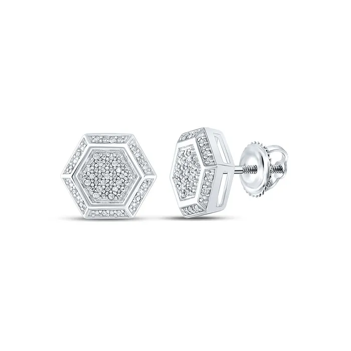GND Earrings Sterling Silver Hexagon Cluster Earrings 16 Cttw Round Natural Diamond Womens 297 grams GND Earrings Sterling Silver Hexagon Cluster Earrings 16 Cttw Round Natural Diamond Womens 297 grams