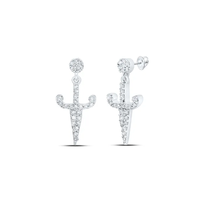GND Gold Dagger Dangle Earrings 15 Cttw Round Natural Diamond Womens 133 grams Earrings GND Gold Dagger Dangle Earrings 15 Cttw Round Natural Diamond Womens 133 grams Earrings