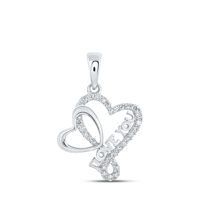GND Gold Love You Heart Pendant 14 Cttw Round Natural Diamond Womens 119 grams Necklaces