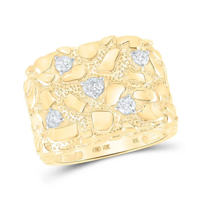 GND Gold Nugget Ring 58 Cttw Round Natural Diamond Mens 1285 grams Rings GND Gold Nugget Ring 58 Cttw Round Natural Diamond Mens 1285 grams Rings