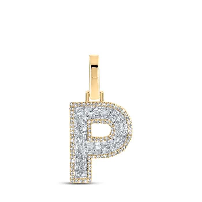 GND Gold P Initial Letter Charm Pendant 12 Cttw Baguette Natural Diamond Mens 193 grams Necklaces GND Gold P Initial Letter Charm Pendant 12 Cttw Baguette Natural Diamond Mens 193 grams Necklaces