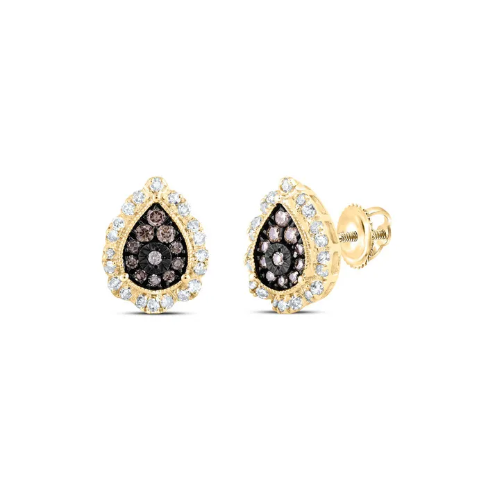 GND Gold Teardrop Earrings 38 Cttw Round Brown Diamond Womens 158 grams Earrings GND Gold Teardrop Earrings 38 Cttw Round Brown Diamond Womens 158 grams Earrings