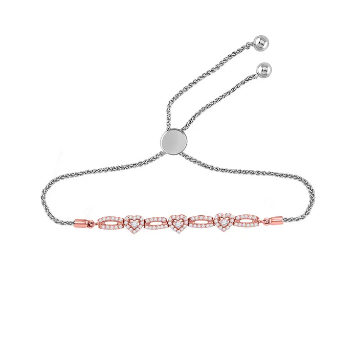 GND Gold Triple Bolo Heart Bracelet 12 Cttw Round Natural Diamond Womens 227 grams Bracelets GND Gold Triple Bolo Heart Bracelet 12 Cttw Round Natural Diamond Womens 227 grams Bracelets