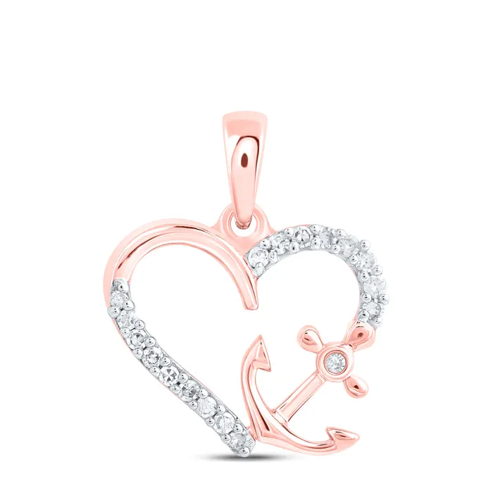 GND Necklaces 10Kt Gold 110CtwDia Nk Gift Anchor Heart Pendant