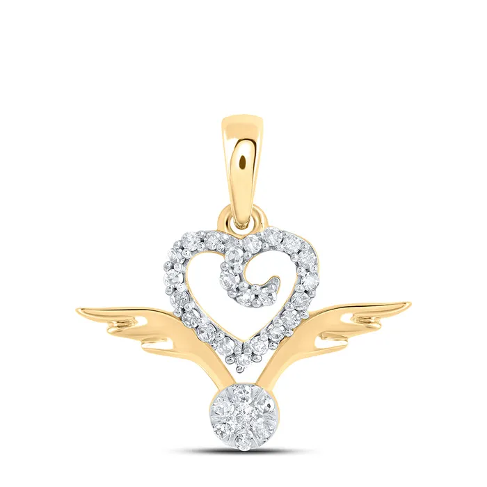 GND Necklaces 10Kt Gold 18Ctw Dia Nk Gift Wing Heart Pendant