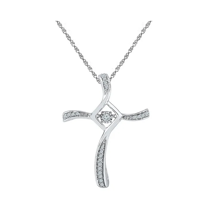 GND Necklaces 10Kt White Gold 18CtwDia Gift Cross Pendant