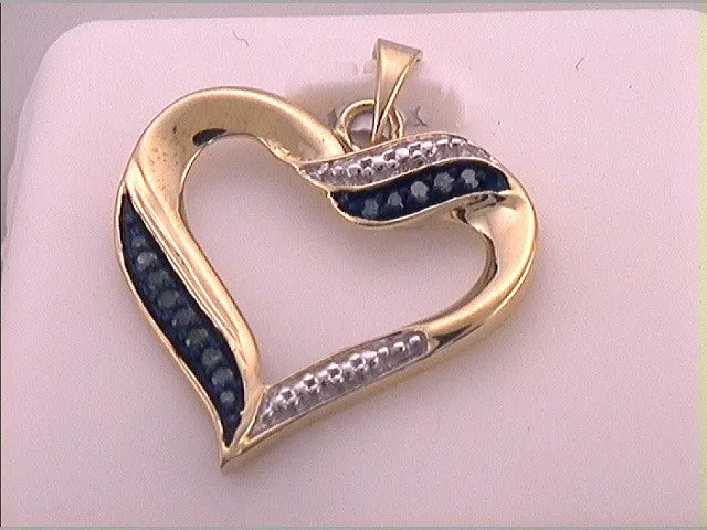 GND Necklaces 10Kt Yellow Gold 110CtwDia Blue Gift Heart Pendant 228 grams GND Necklaces 10Kt Yellow Gold 110CtwDia Blue Gift Heart Pendant 228 grams