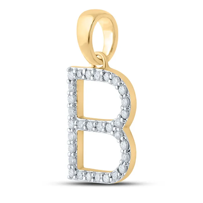GND Necklaces Gold B Initial Letter Pendant 14 Cttw Round Natural Diamond Womens 149 grams GND Necklaces Gold B Initial Letter Pendant 14 Cttw Round Natural Diamond Womens 149 grams