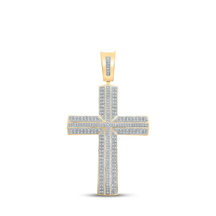 GND Necklaces Gold Cross Cross Charm Pendant 34 Cttw Round Natural Diamond Mens 98 grams GND Necklaces Gold Cross Cross Charm Pendant 34 Cttw Round Natural Diamond Mens 98 grams