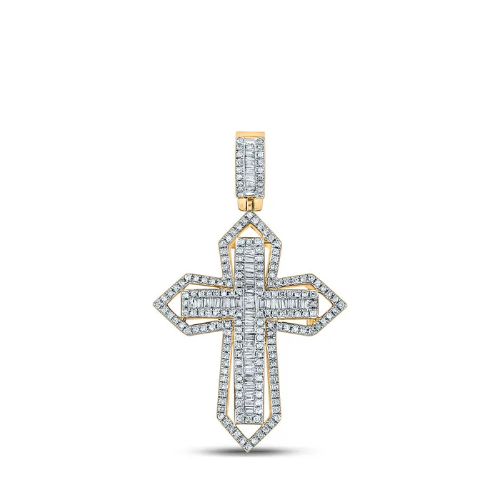 GND Necklaces Gold Cross Cross Charm Pendant 78 Cttw Baguette Natural Diamond Mens 779 grams GND Necklaces Gold Cross Cross Charm Pendant 78 Cttw Baguette Natural Diamond Mens 779 grams