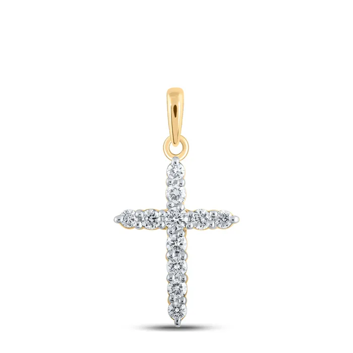GND Necklaces Gold Cross Pendant 15 Cttw Round Natural Diamond Womens 057 grams GND Necklaces Gold Cross Pendant 15 Cttw Round Natural Diamond Womens 057 grams