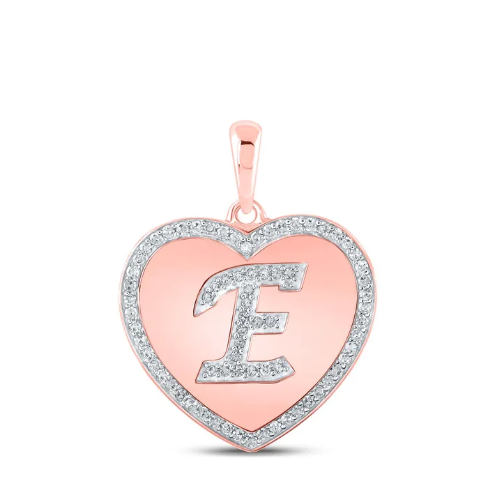 GND Necklaces Gold Heart E Letter Pendant 14 Cttw Round Natural Diamond Womens 257 grams