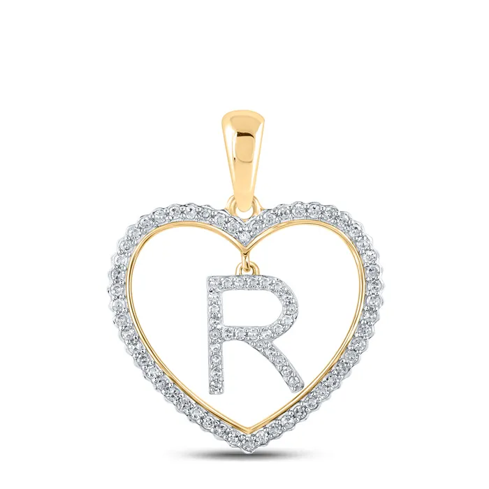 GND Necklaces Gold Heart R Letter Pendant 14 Cttw Round Natural Diamond Womens 207 grams GND Necklaces Gold Heart R Letter Pendant 14 Cttw Round Natural Diamond Womens 207 grams