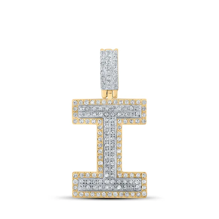 GND Necklaces Gold I Initial Letter Charm Pendant 12 Cttw Round Natural Diamond Mens 312 grams GND Necklaces Gold I Initial Letter Charm Pendant 12 Cttw Round Natural Diamond Mens 312 grams