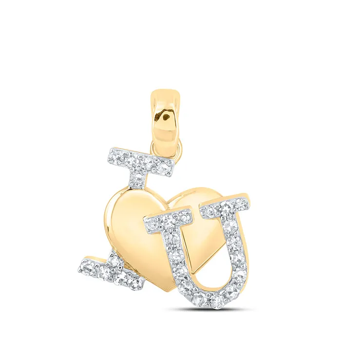 GND Necklaces Gold I Love U Heart Pendant 16 Cttw Round Natural Diamond Womens 18 grams GND Necklaces Gold I Love U Heart Pendant 16 Cttw Round Natural Diamond Womens 18 grams